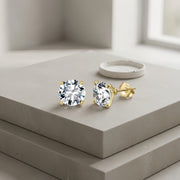 Gold CZ Studs, Four-Prong Setting – zircon earrings
