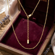 Gold Figaro Chain Necklace with Charm – sterling silver necklace, side detail