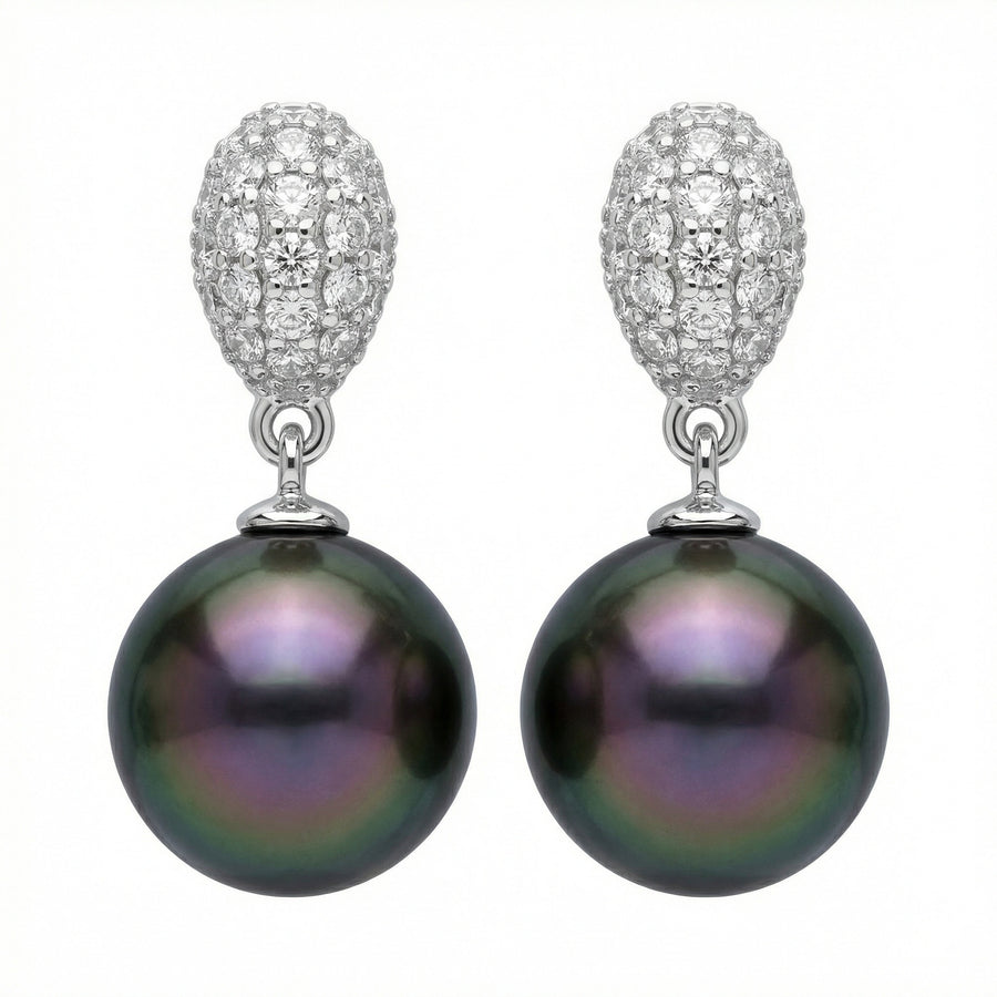 Tahitian Pearl Pavé Drop Earrings – pearl earrings