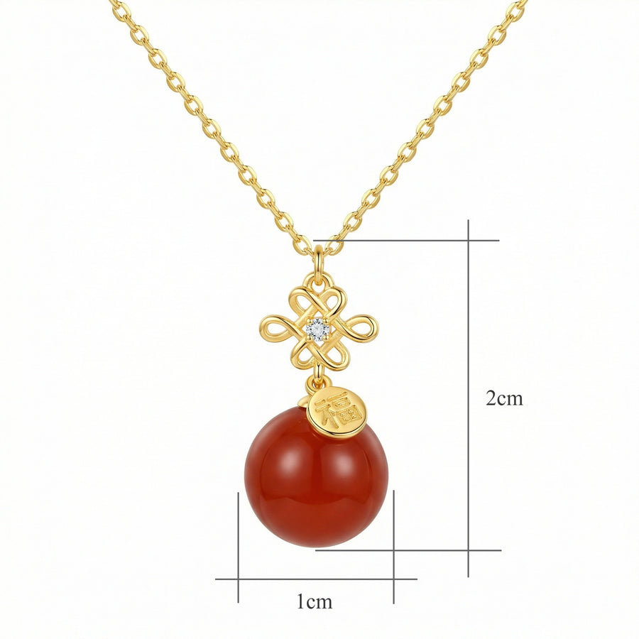 Chinese Knot Fu Character Necklace – sterling silver necklace