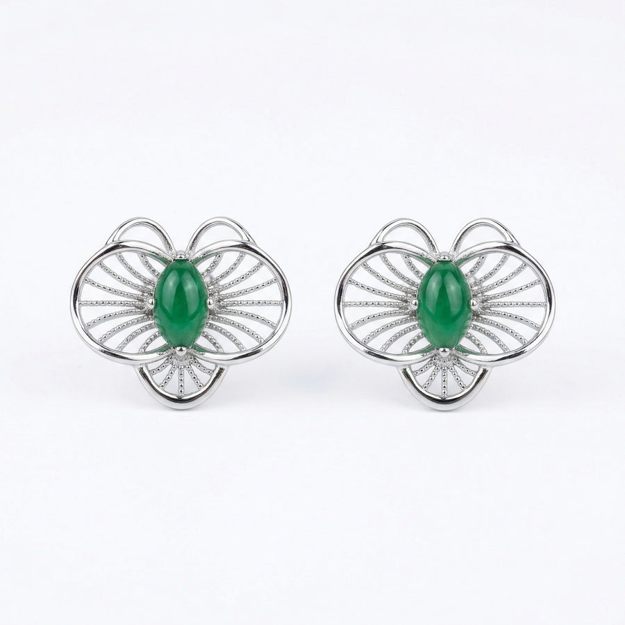 Jadeite-Style Filigree Floral Studs – jade earrings