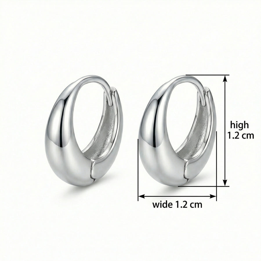 Chunky Teardrop Hoop Earrings – sterling silver earrings, front view