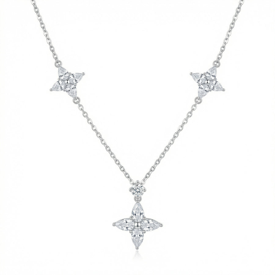 Marquise Floral Station Necklace – sterling silver necklace
