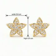 Five-Petal Floral Diamond Studs – sterling silver earrings, close-up