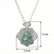 Jade Diamond Gourd Flower Necklace – jade necklace, front view