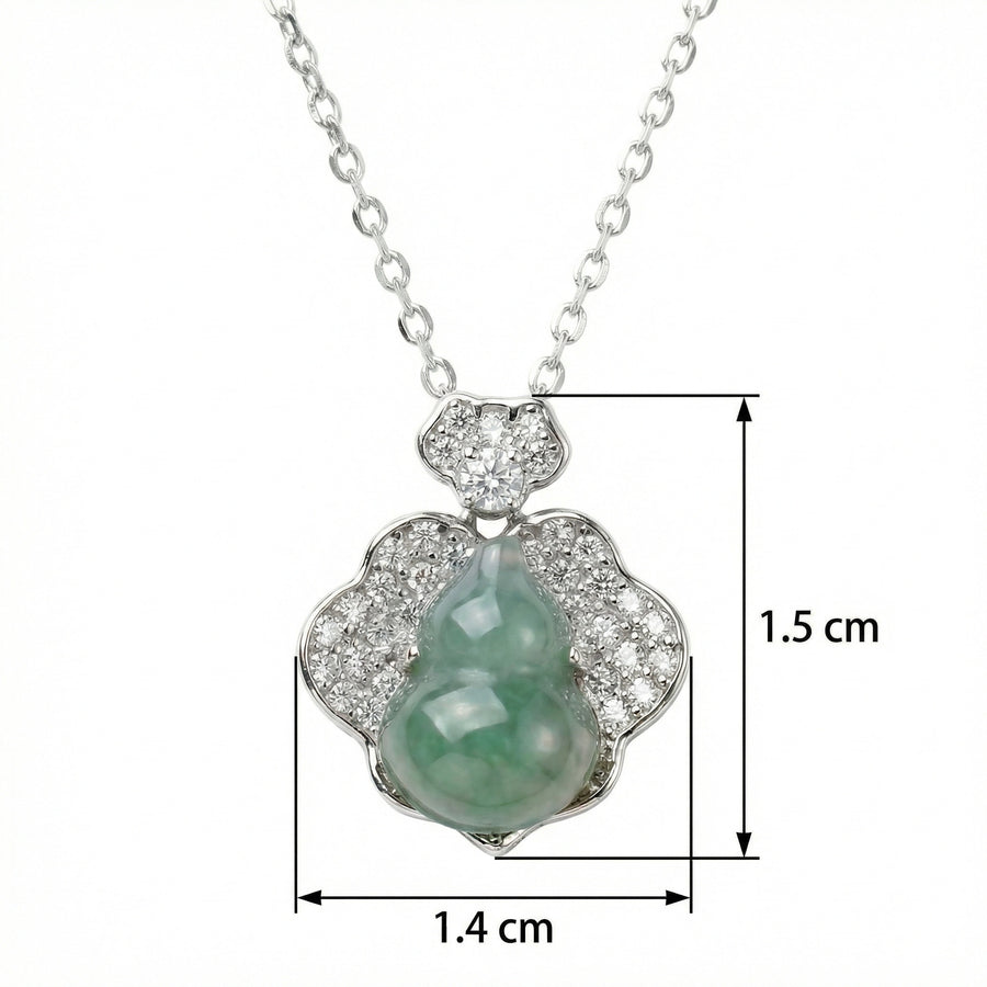 Jade Diamond Gourd Flower Necklace – jade necklace, front view