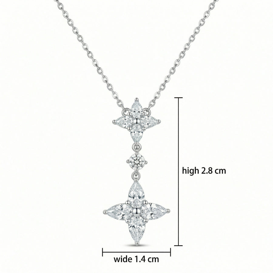 Marquise Floral Double Cluster Necklace – sterling silver necklace