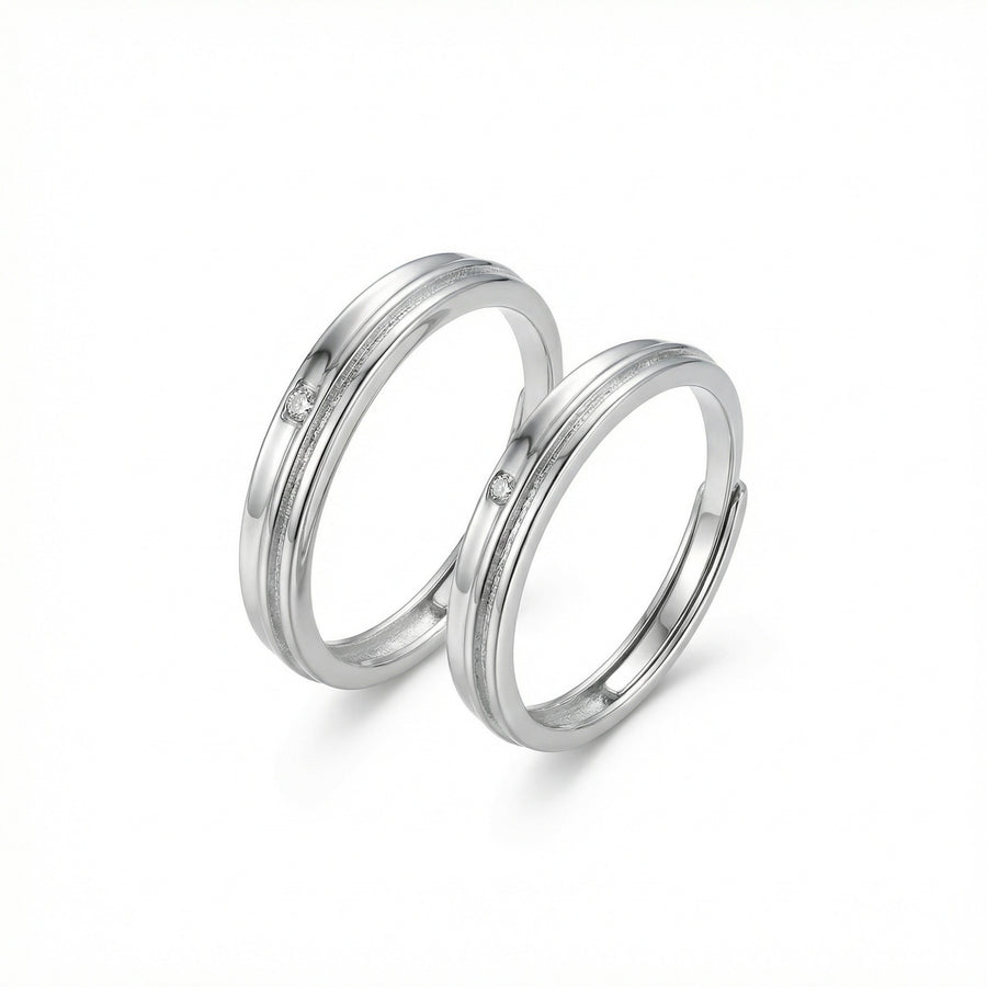 Couple's Rings with Central Stones – sterling silver ring