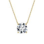 Gold Chain Necklace with Solitaire Pendant – sterling silver necklace, close-up