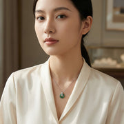 Jade Circle Diamond Necklace – jade necklace, close-up