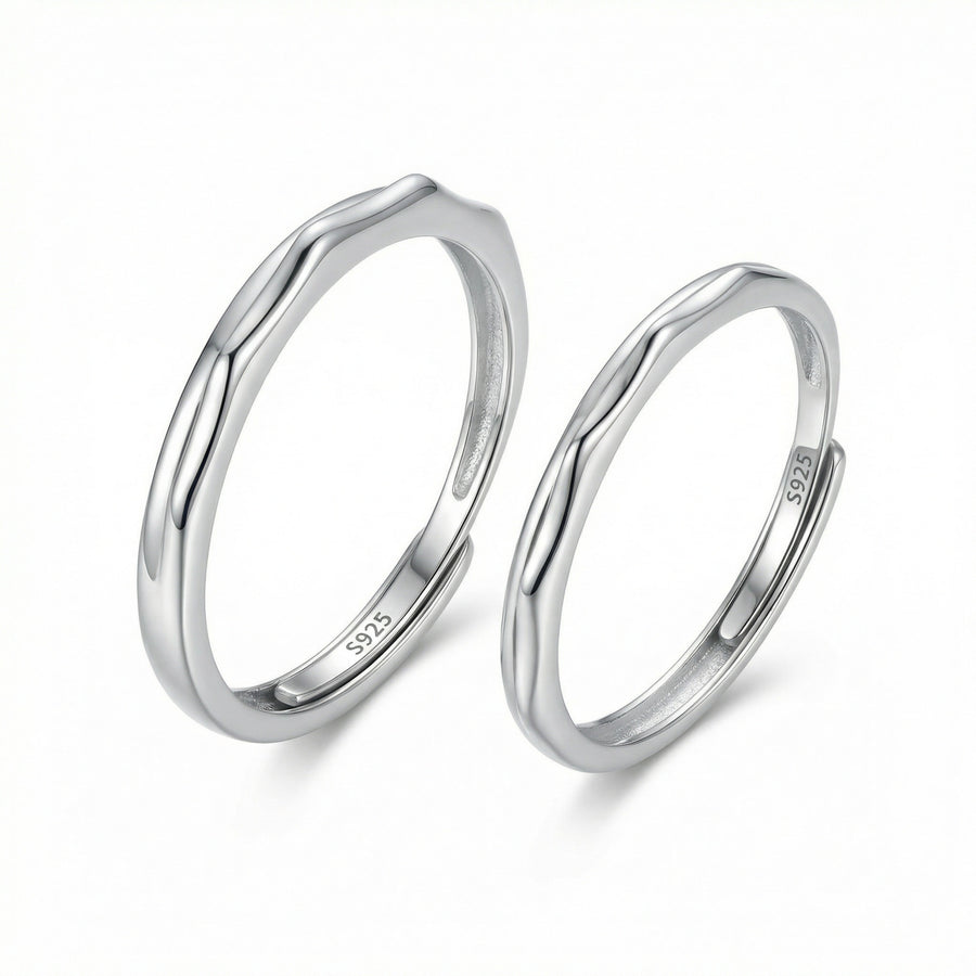 Wavy Textured Couple Rings – sterling silver ring, front view