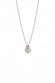 Stainless Steel Pink Stone Heart Necklace – sterling silver necklace