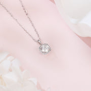 Square Halo Moissanite Necklace – moissanite necklace, close-up