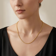 Italian Gold Wheat Chain Necklace – gold-plated necklace, close-up