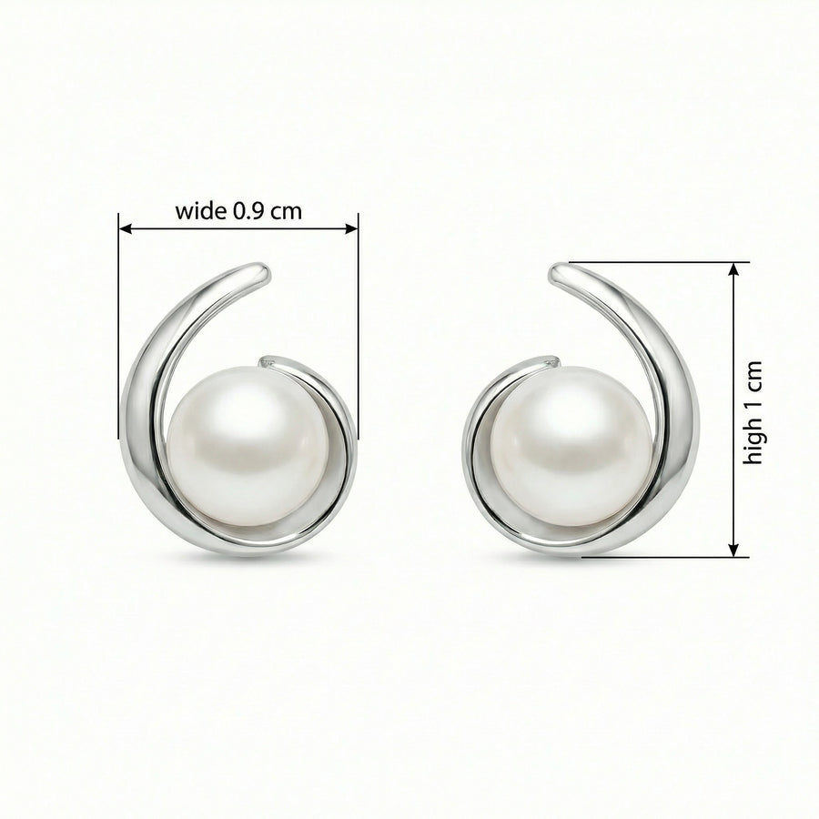 Silver Swirl Pearl Stud Earrings – pearl earrings