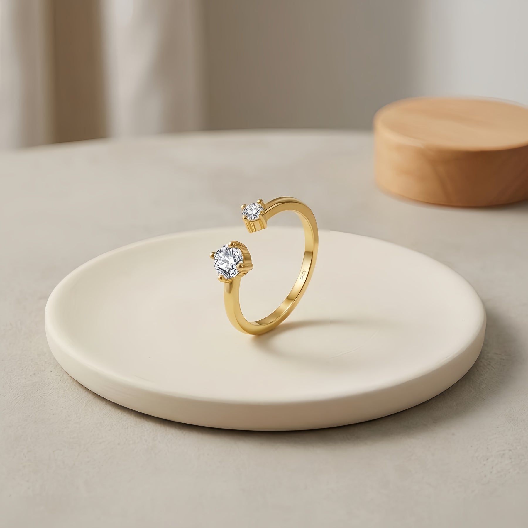 Heart-Shaped CZ Ring in Gold – zircon ring, close-up