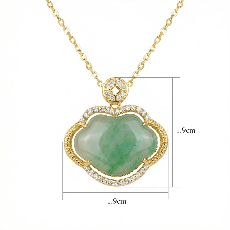 Jadeite Ruyi Motif Pendant Necklace – jade necklace, front view