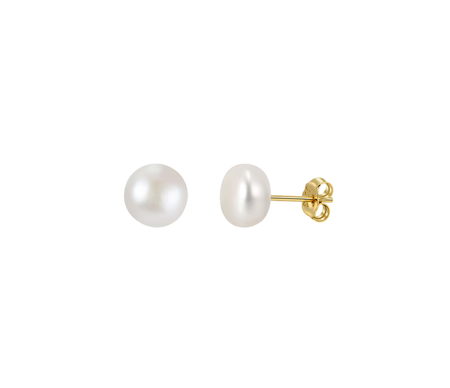 Cultured Freshwater Pearl Studs – pearl earrings, front view