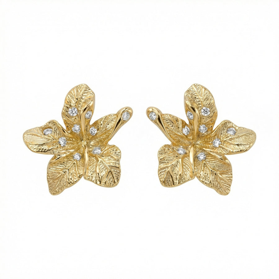 Textured Flower Stud Earrings – sterling silver earrings, front view