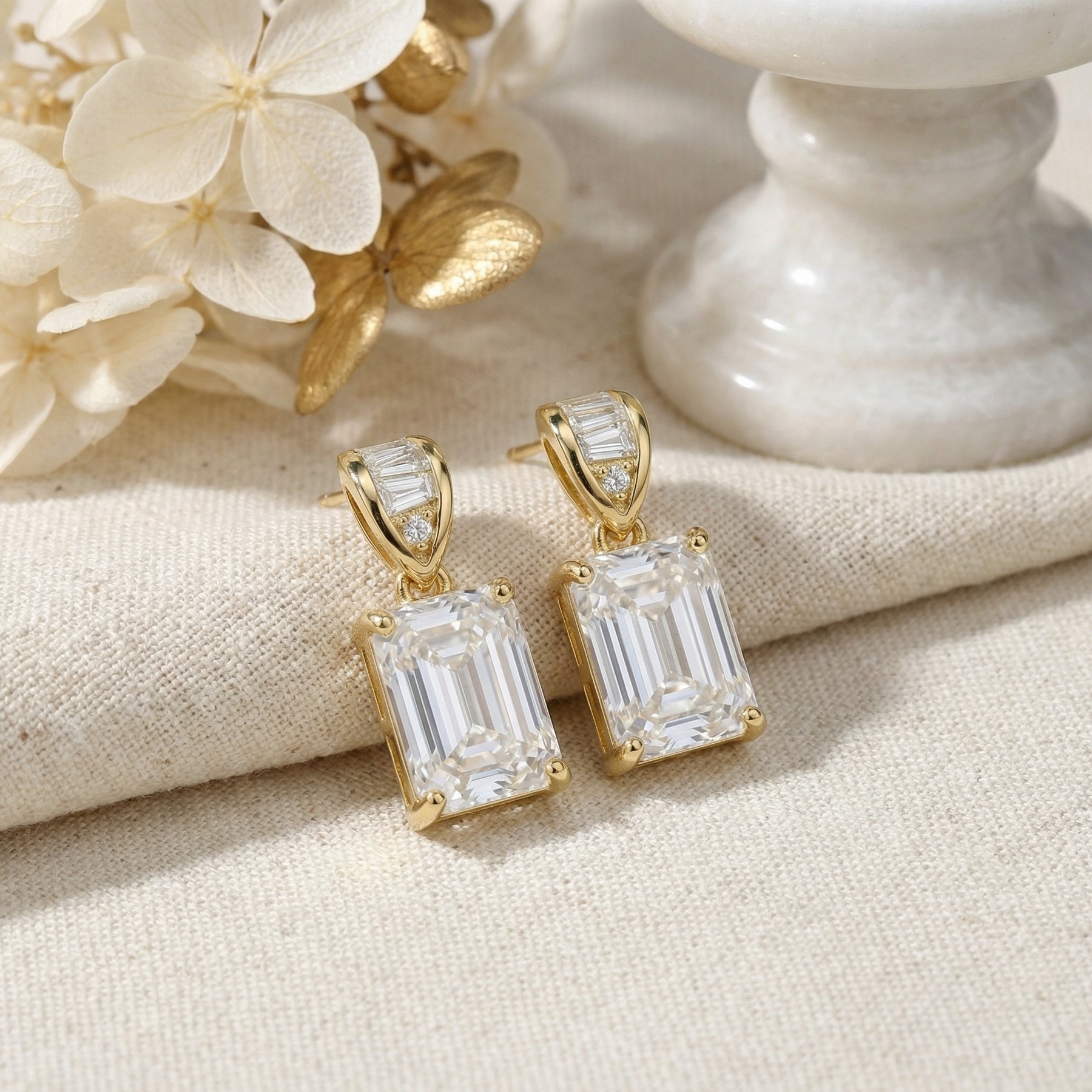 Emerald-Cut Crystal Drop Earrings – crystal earrings