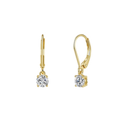 Gold CZ Drop Earrings, Lever-Back – zircon earrings, close-up