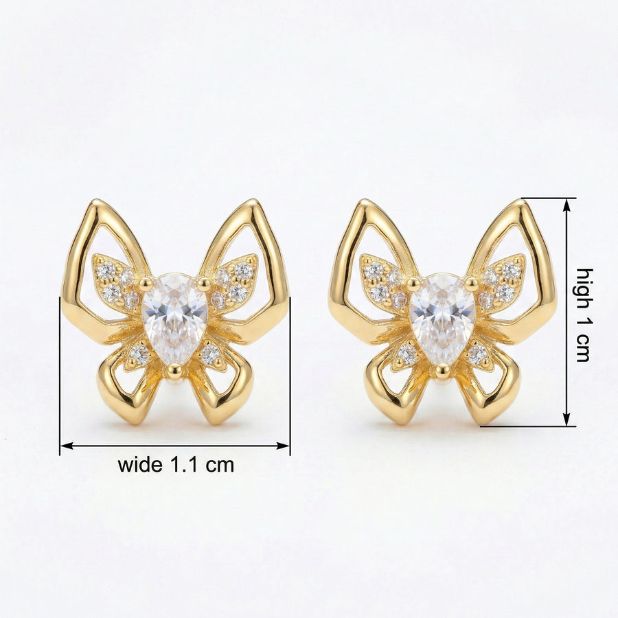 Butterfly Studs with Pear-Cut Centers – sterling silver earrings