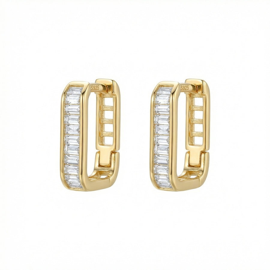 Baguette Huggie Hoop Earrings – sterling silver earrings