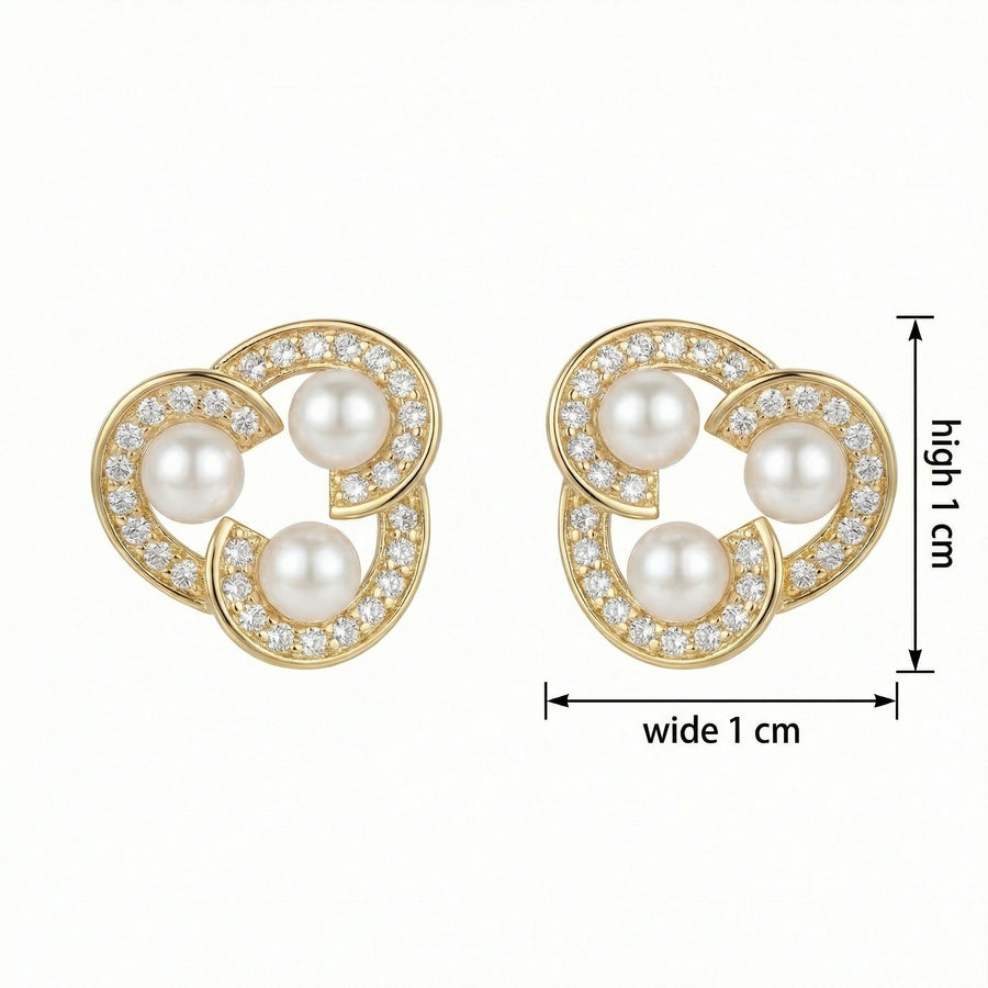 Triple Pearl Trefoil Stud Earrings – pearl earrings