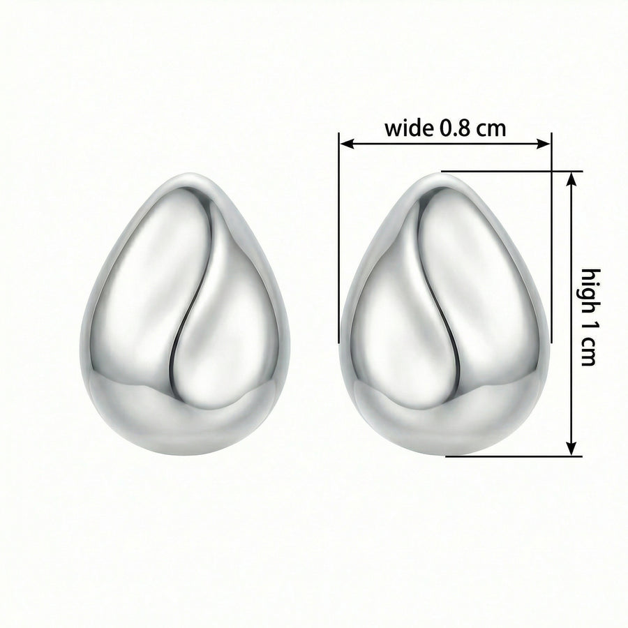 Teardrop Studs with Sculptural Wave – sterling silver earrings