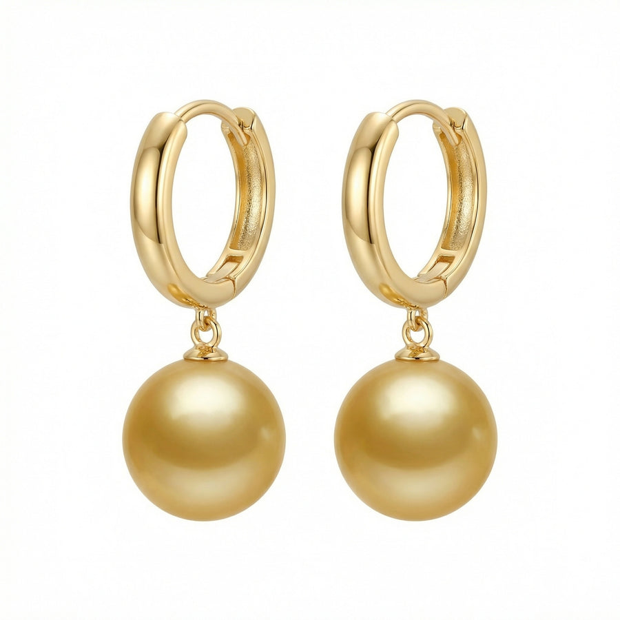 Honey-Toned Pearl Drop Huggie Earrings – pearl earrings
