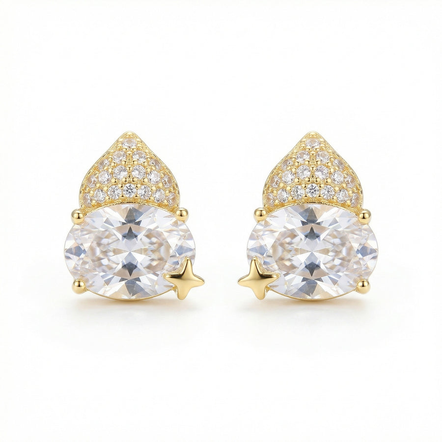 Celestial Star and Oval Stud Earrings – sterling silver earrings