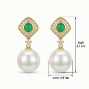 Emerald and Pearl Drop Earrings – pearl earrings