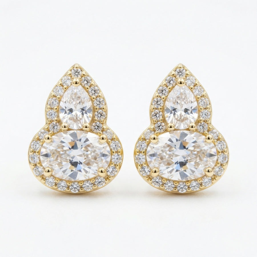 Pear and Oval Moissanite Halo Studs – moissanite earrings
