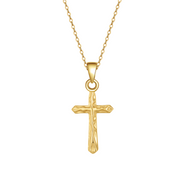 Gold Cross Pendant Necklace – sterling silver necklace, front view
