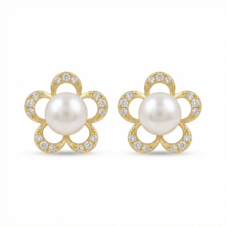 Floral Pearl Petal Stud Earrings – pearl earrings