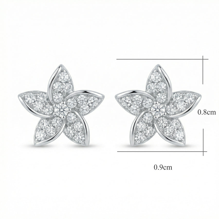 Five-Petal Silver Flower Stud Earrings – sterling silver earrings