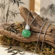 Jade Teardrop Diamond Necklace – jade necklace, front view