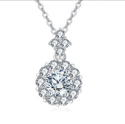 Round Moissanite Halo Necklace – moissanite necklace