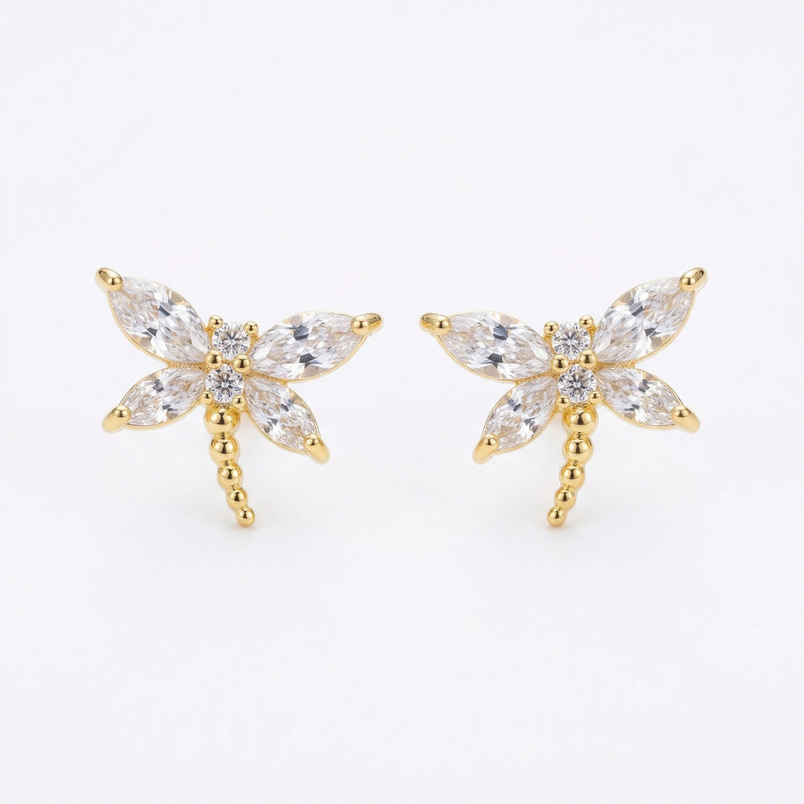 Marquise Crystal Dragonfly Studs – crystal earrings, front view