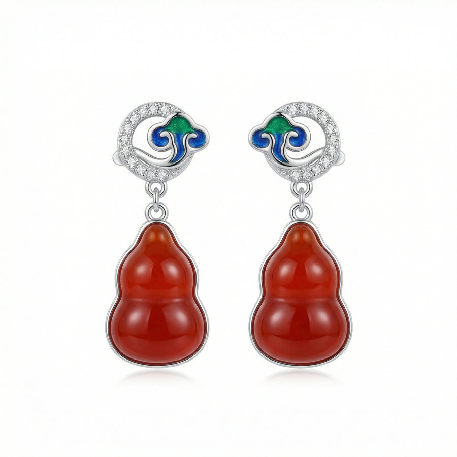 Red Agate Gourd Drop Earrings – agate earrings