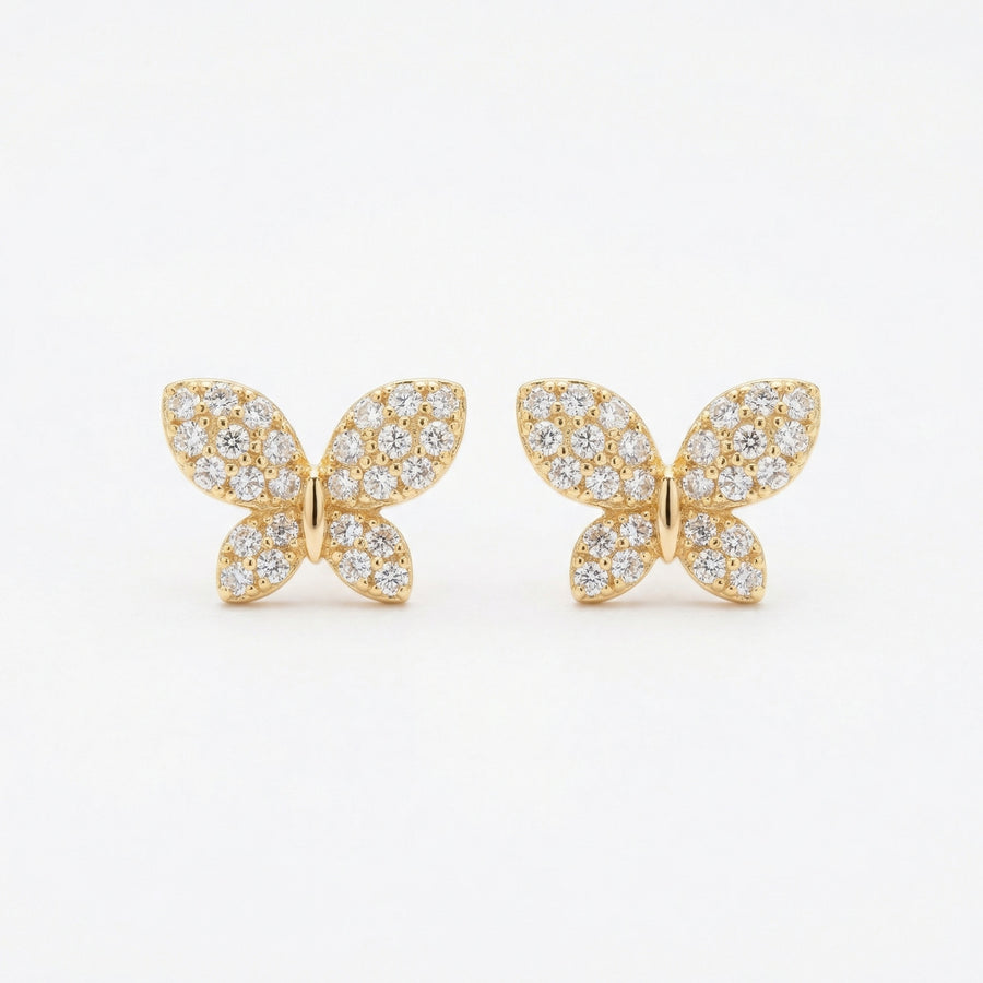 Butterfly Studs, Shimmering Pavé – sterling silver earrings