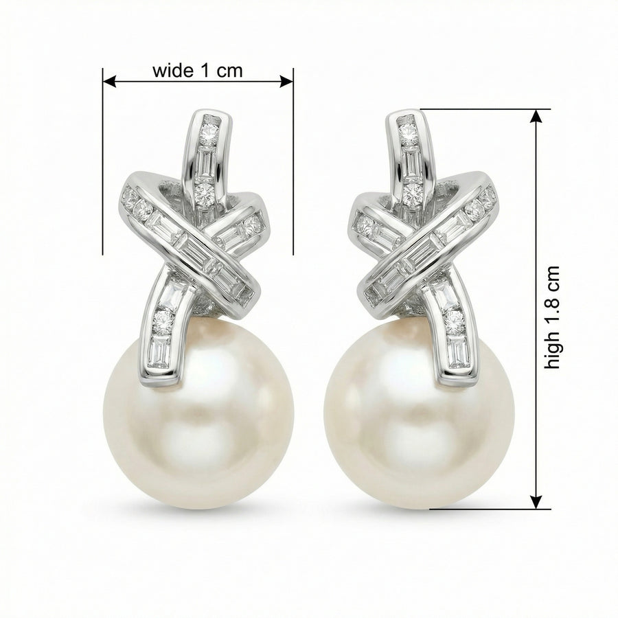 Pearl Crisscross Knot Drop Earrings – pearl earrings, front view
