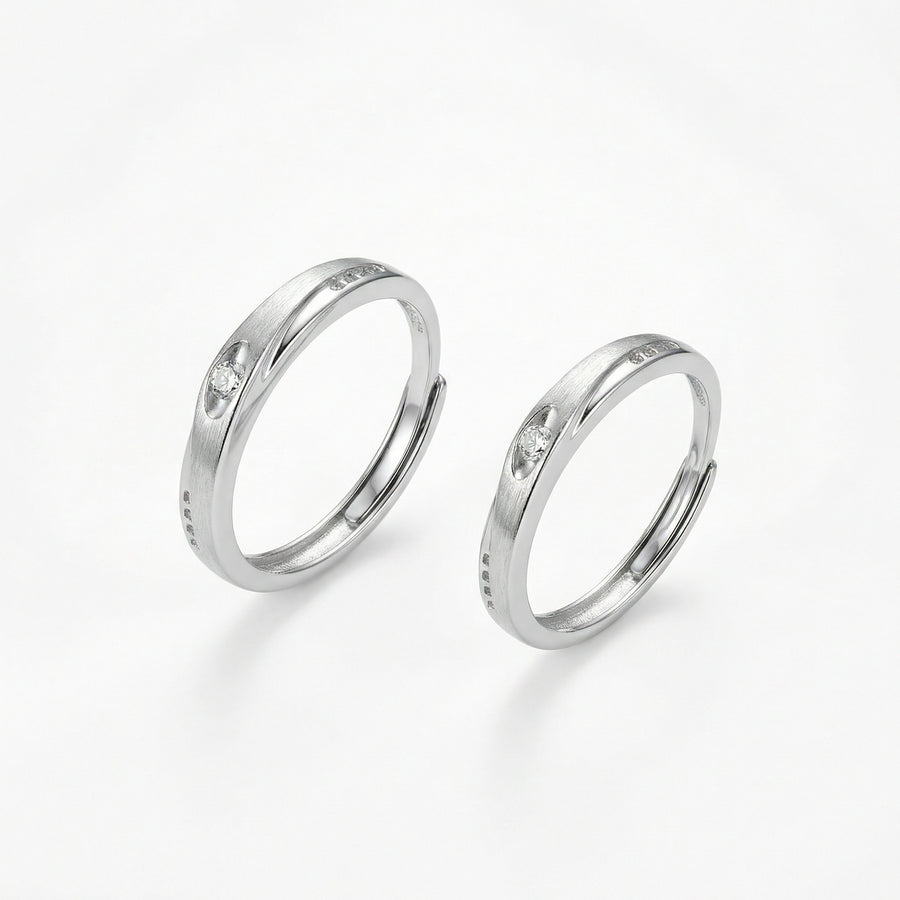 Matte Finish Couple Rings Set – sterling silver ring