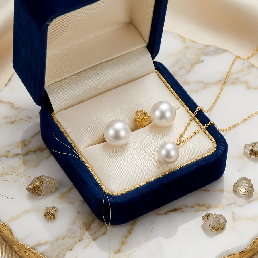 White Round Pearl Studs, Polished Finish – pearl earrings