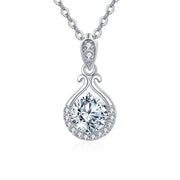Moissanite Teardrop Pendant Necklace – moissanite necklace, side detail