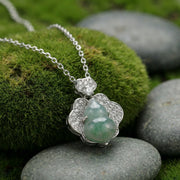 Jade Diamond Gourd Flower Necklace – jade necklace, side detail