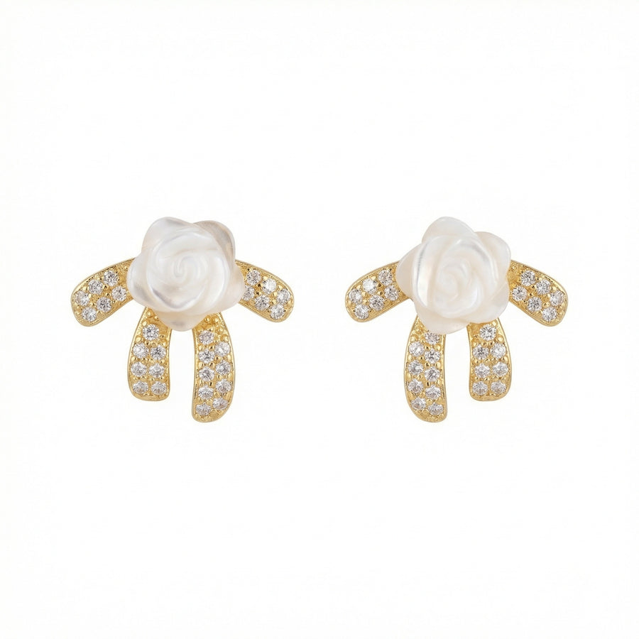 Mother-of-Pearl Rose Bow Studs – mother-of-pearl earrings