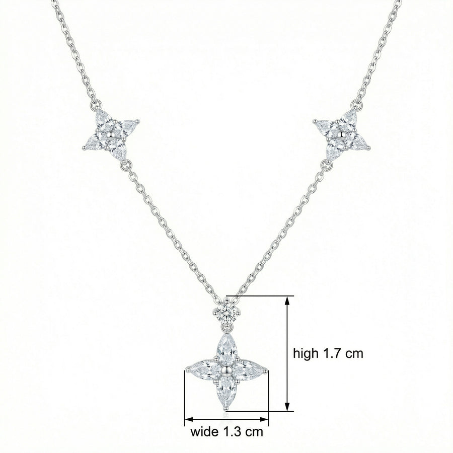 Marquise Floral Station Necklace – sterling silver necklace, front view