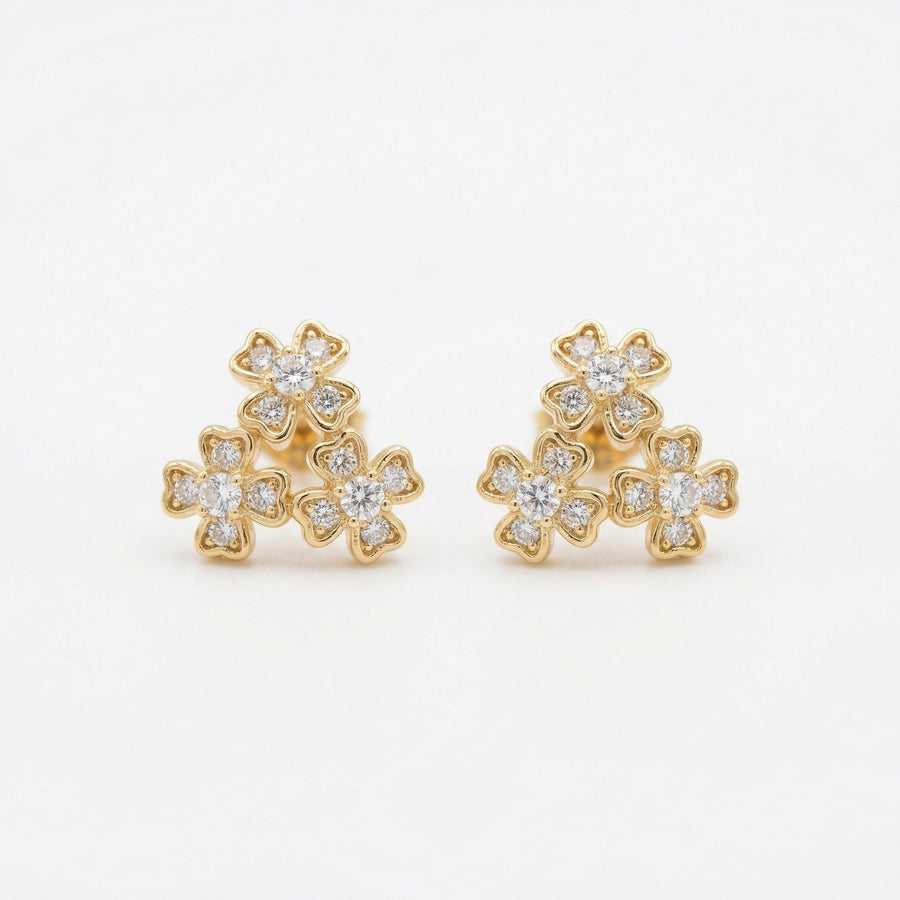 Triple Clover Cluster Stud Earrings – sterling silver earrings