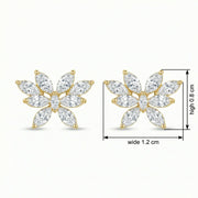 Marquise Diamond Butterfly Studs – sterling silver earrings, front view